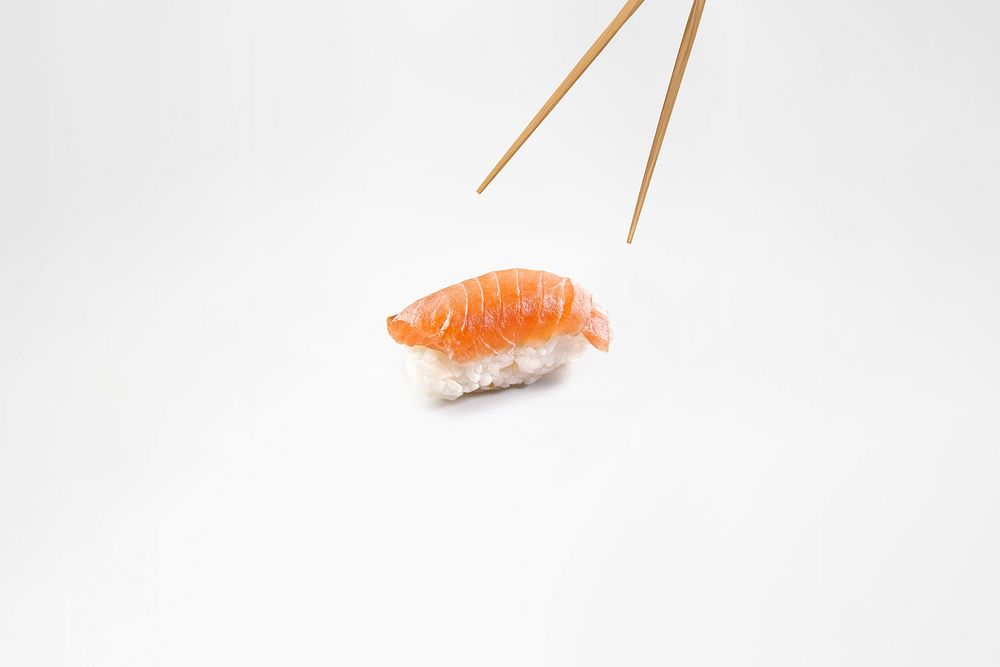 Salmon sushi background, Japanese food image