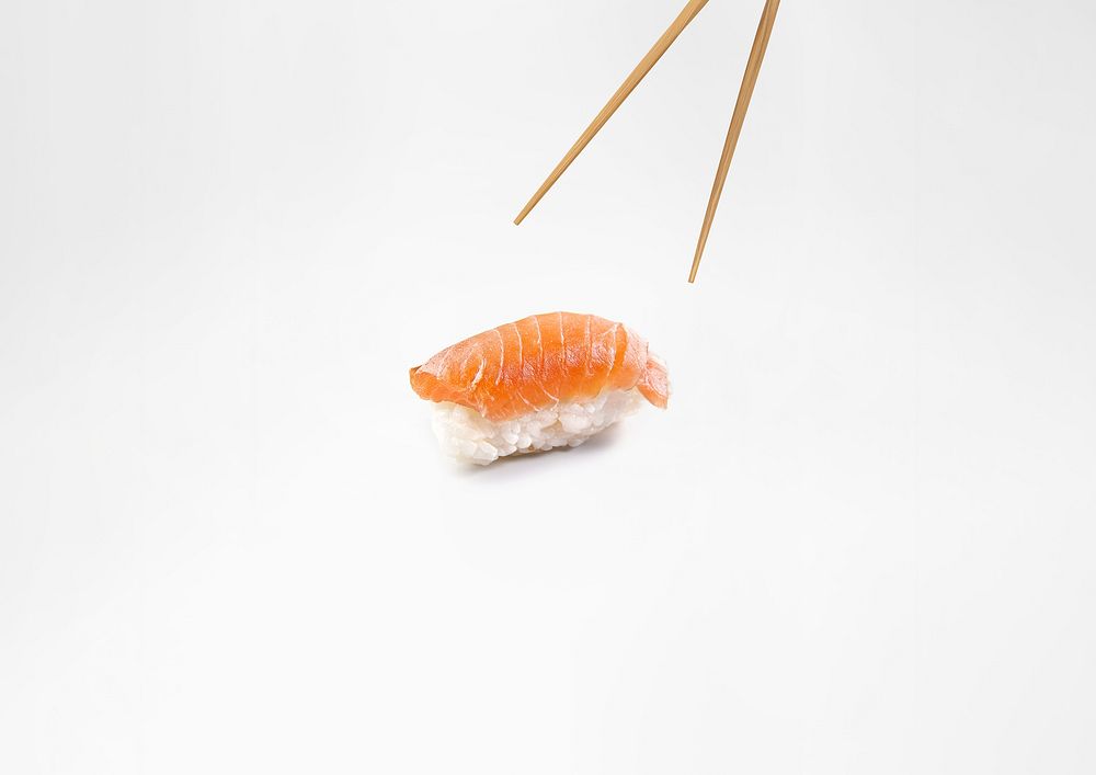 Salmon sushi background, Japanese food image