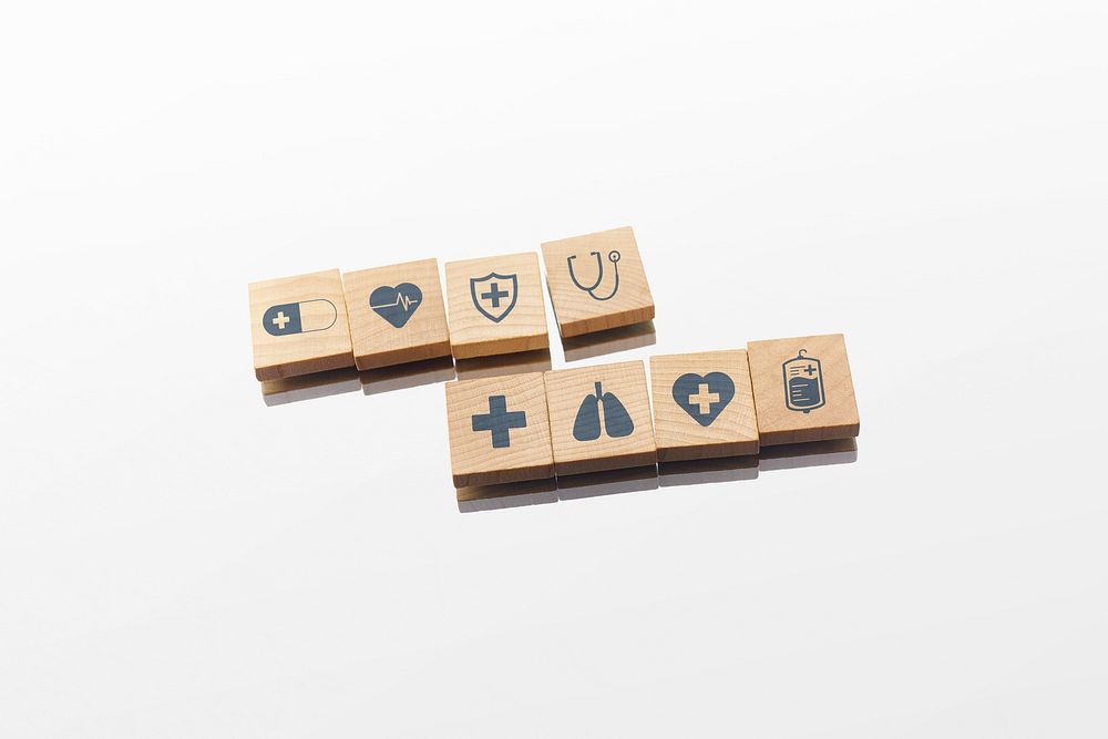 Medical woodblock puzzle background, health image