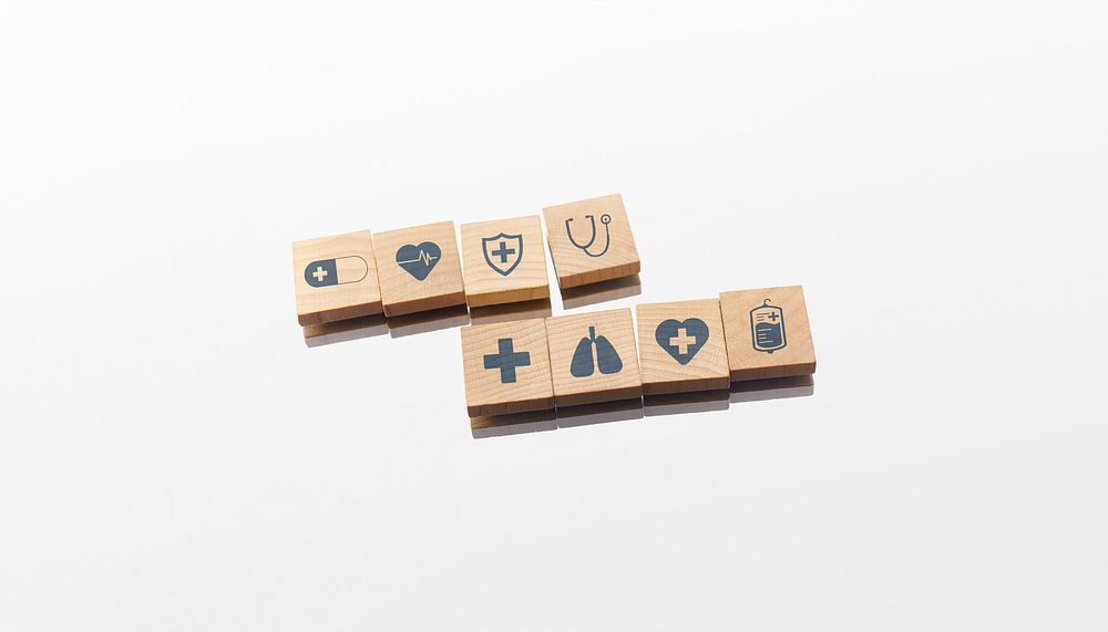 Medical woodblock puzzle background, health image