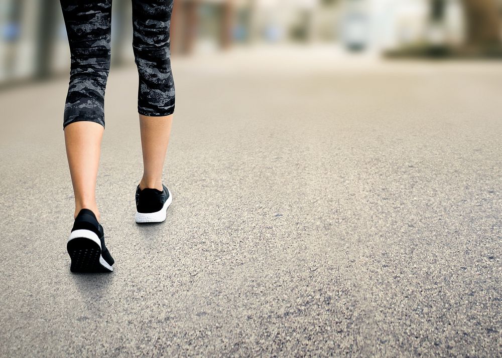 Fit woman walking background, healthy lifestyle image