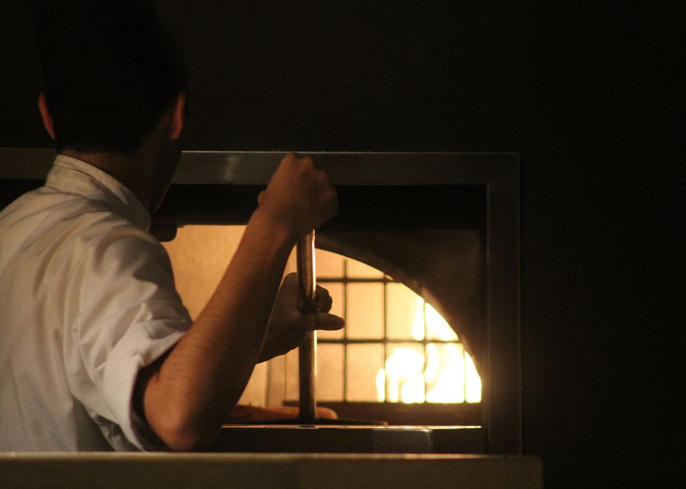 Charcoal stove baking background, chef job & career image