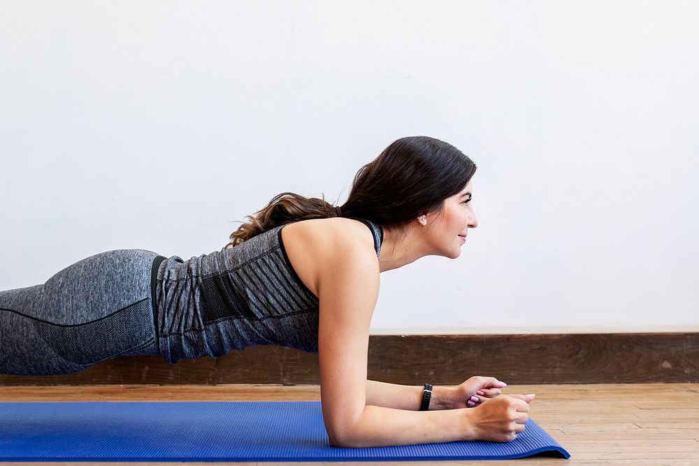 Planking woman background, wellness image