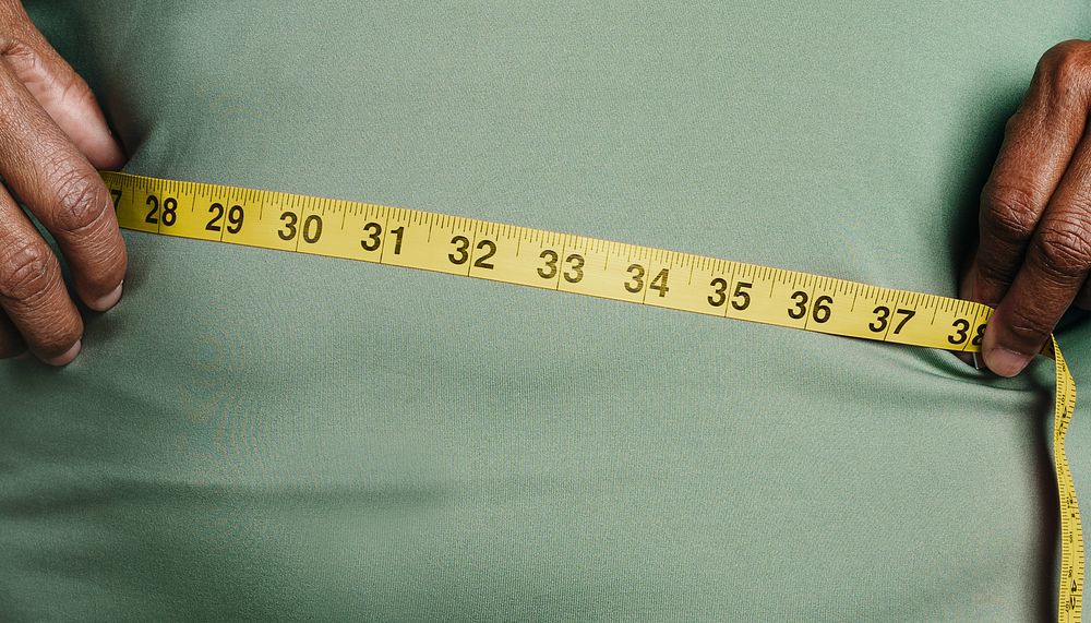 Body measuring tape background, weight loss & diet image