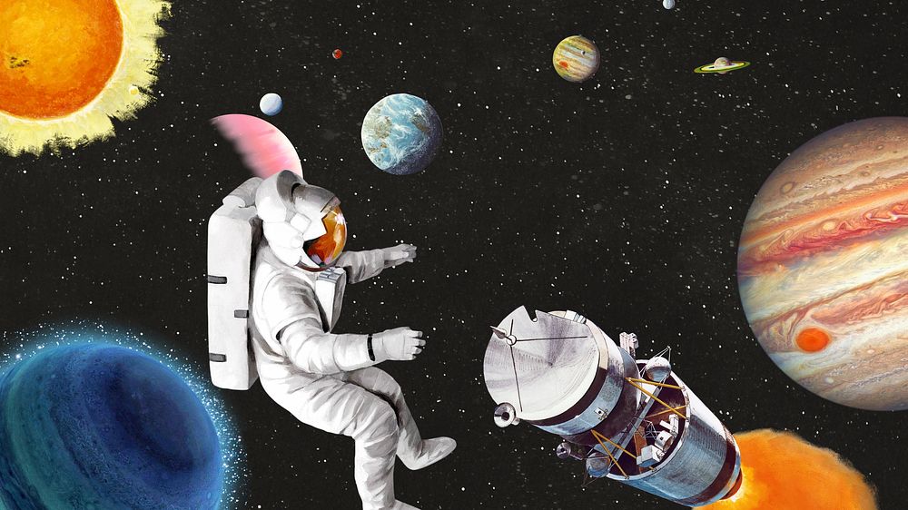 Floating astronaut galaxy HD wallpaper, space aesthetic
