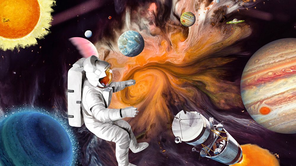 Floating astronaut galaxy HD wallpaper, space aesthetic