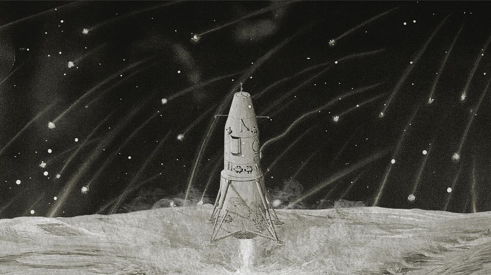 Aesthetic launching rocket HD wallpaper, black and white 