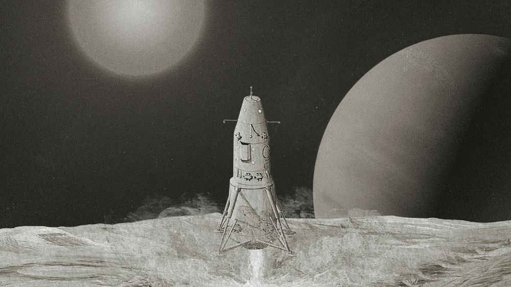 Aesthetic launching rocket HD wallpaper, black and white 