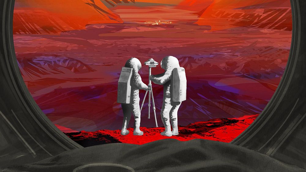 Astronauts taking picture HD wallpaper, mars landscape