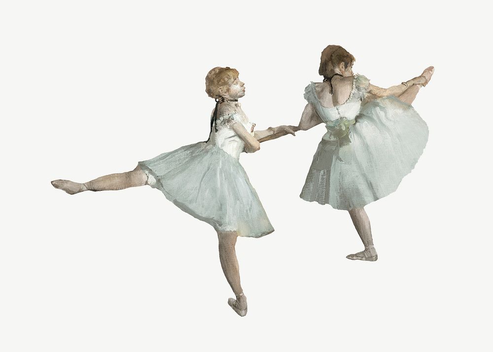 Dancing ballerinas, vintage collage element psd