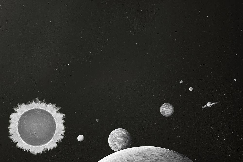 Greyscale solar system background, outer | Premium PSD - rawpixel