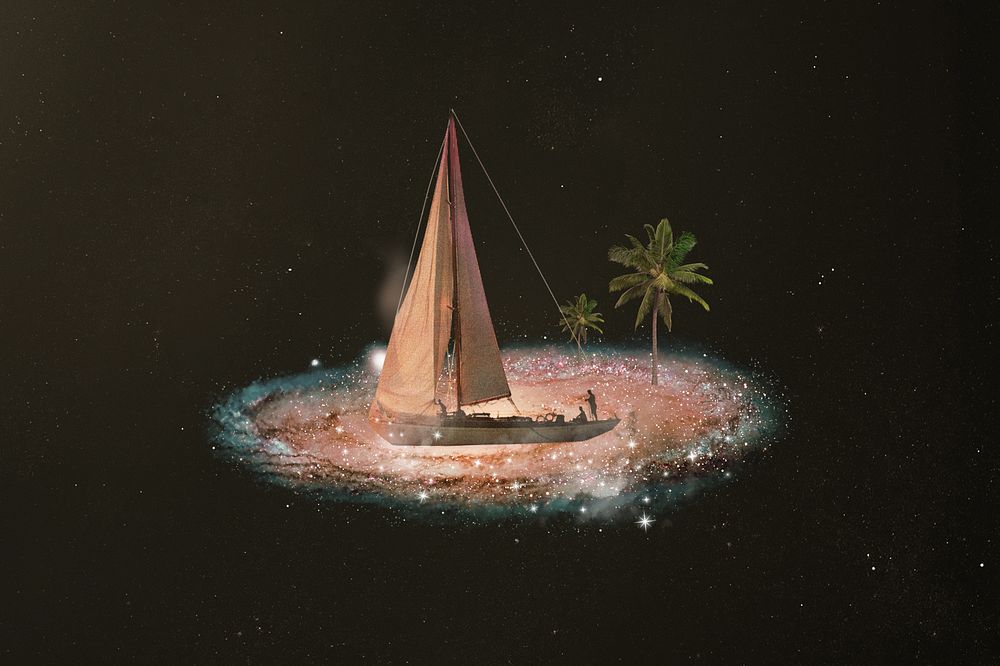 Sailboat on nebula, Summer galaxy remix