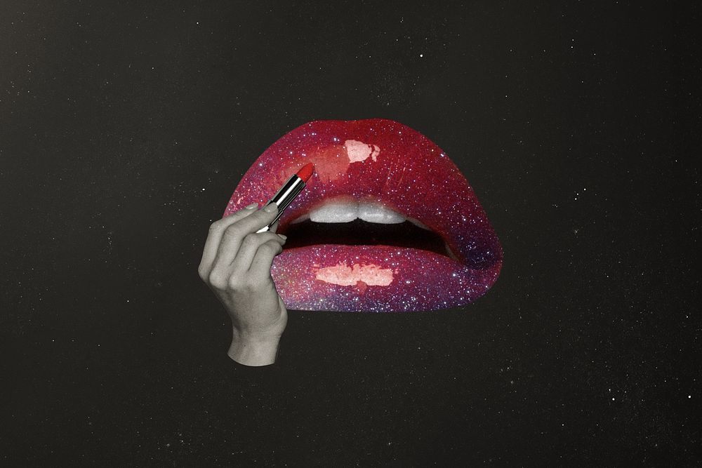 Glossy galaxy lips, beauty aesthetic remix