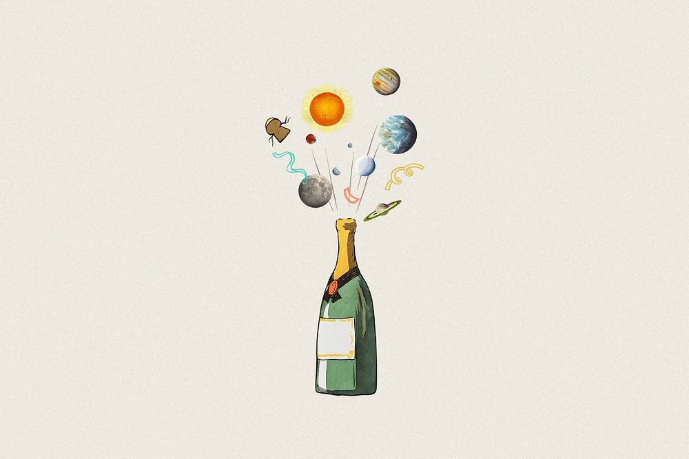 Popping champagne bottle, galaxy remix