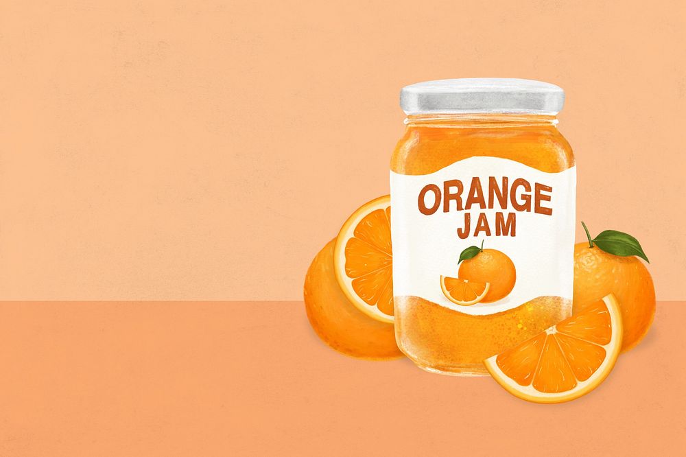 Orange jam background, bread spread digital painting
