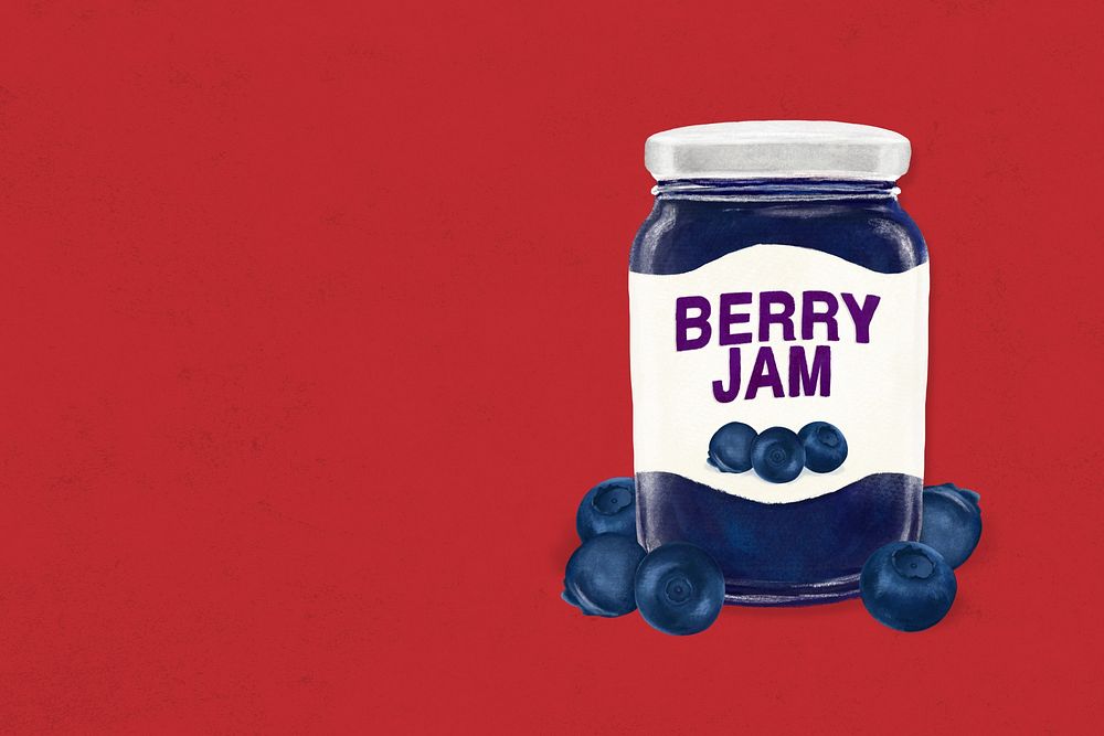 Berry jam background, bread spread digital painting