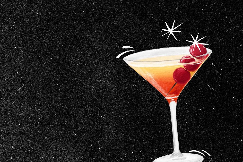 Cocktail aesthetic background, alcoholic drinks illustration