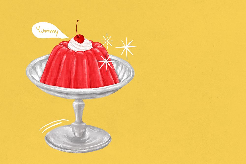 Red jello pudding background, dessert illustration