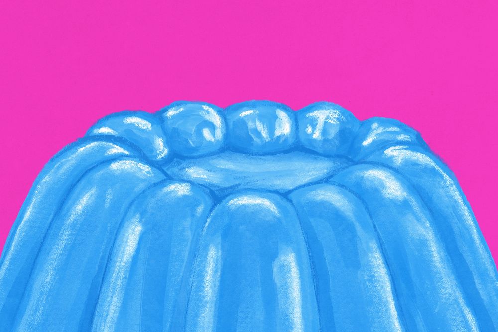 Blue jello pudding background, dessert illustration