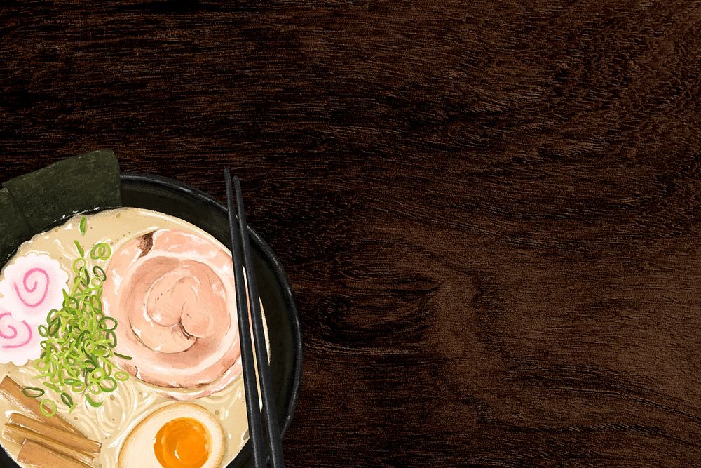 Ramen noodle background, Japanese food illustration