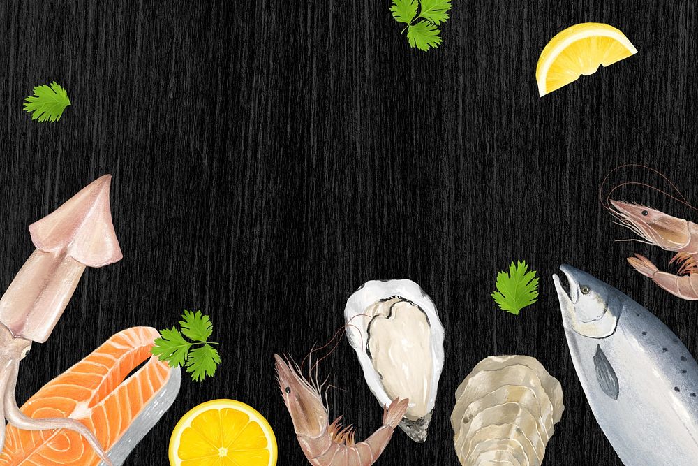 Seafood boil frame background, food illustration