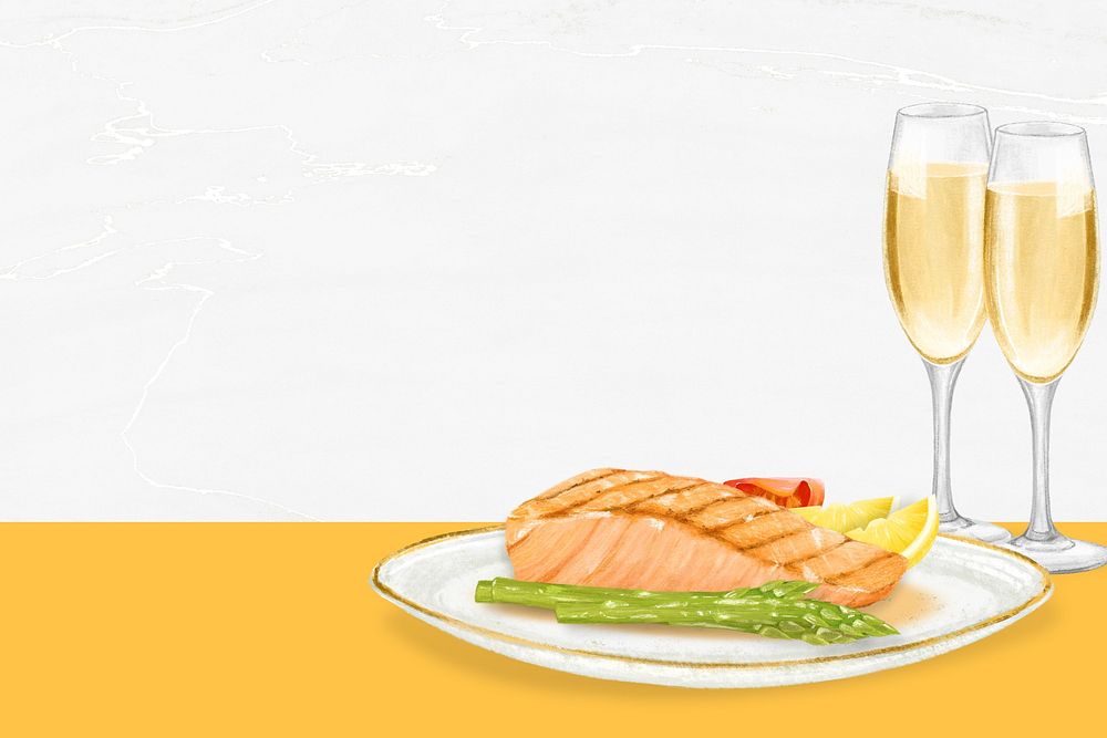 Salmon steak background, food border