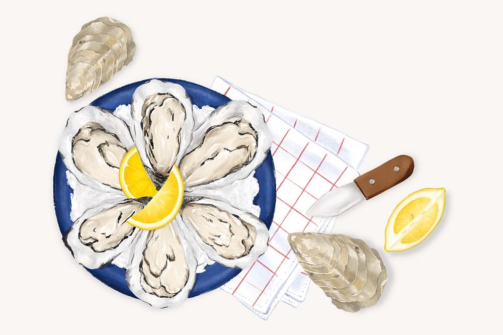 Fresh oyster, seafood illustration