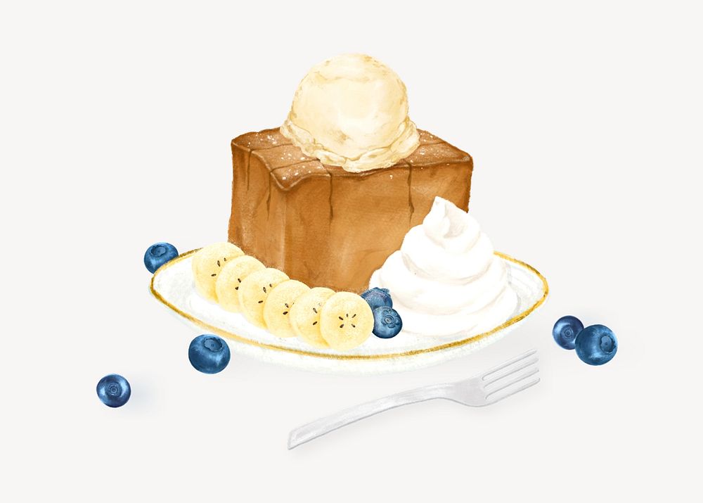 Honey toast dessert, food illustration