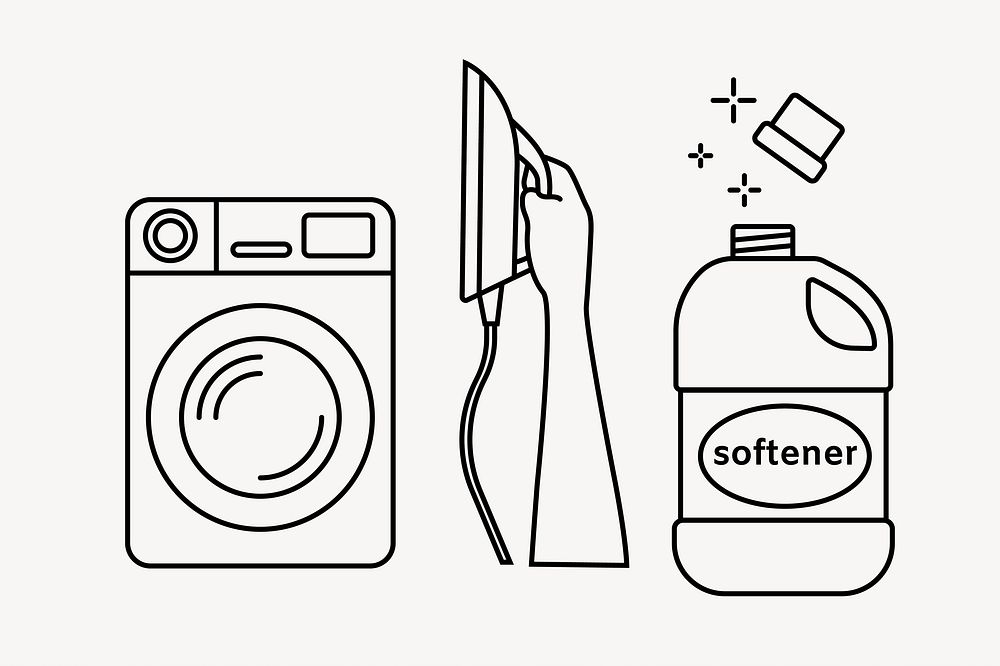 Laundry set line art vector