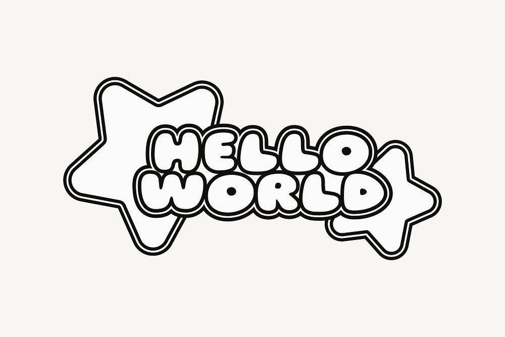 Hello world typography collage element vector