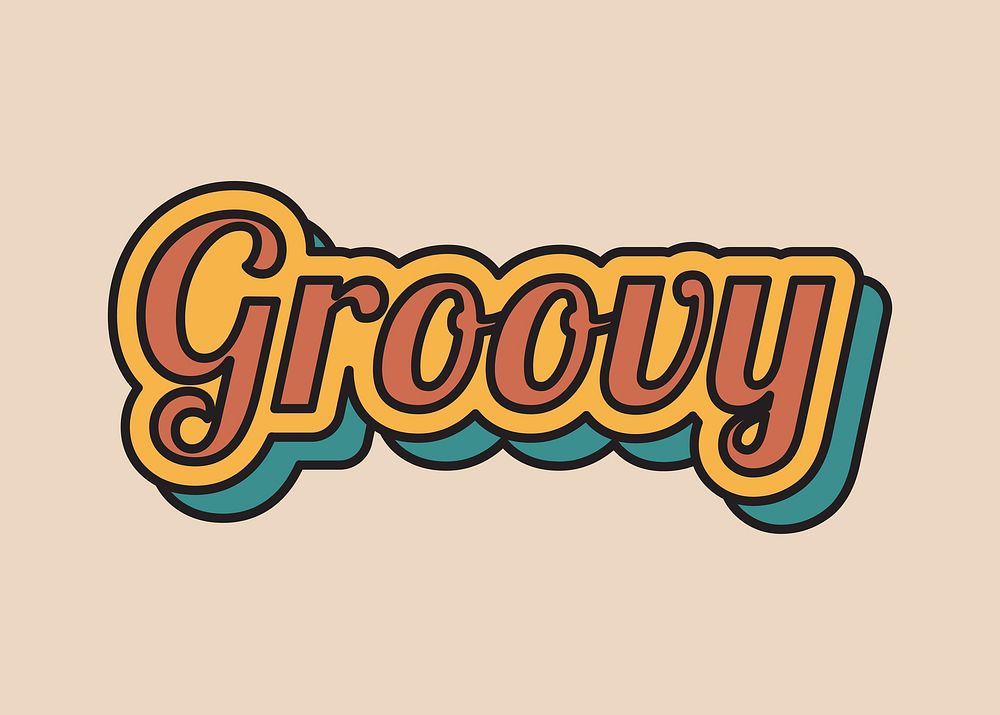Groovy retro typography vector