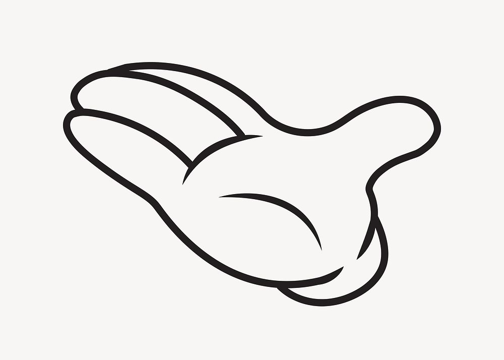 Cartoon palm hand, gesture line art illustration