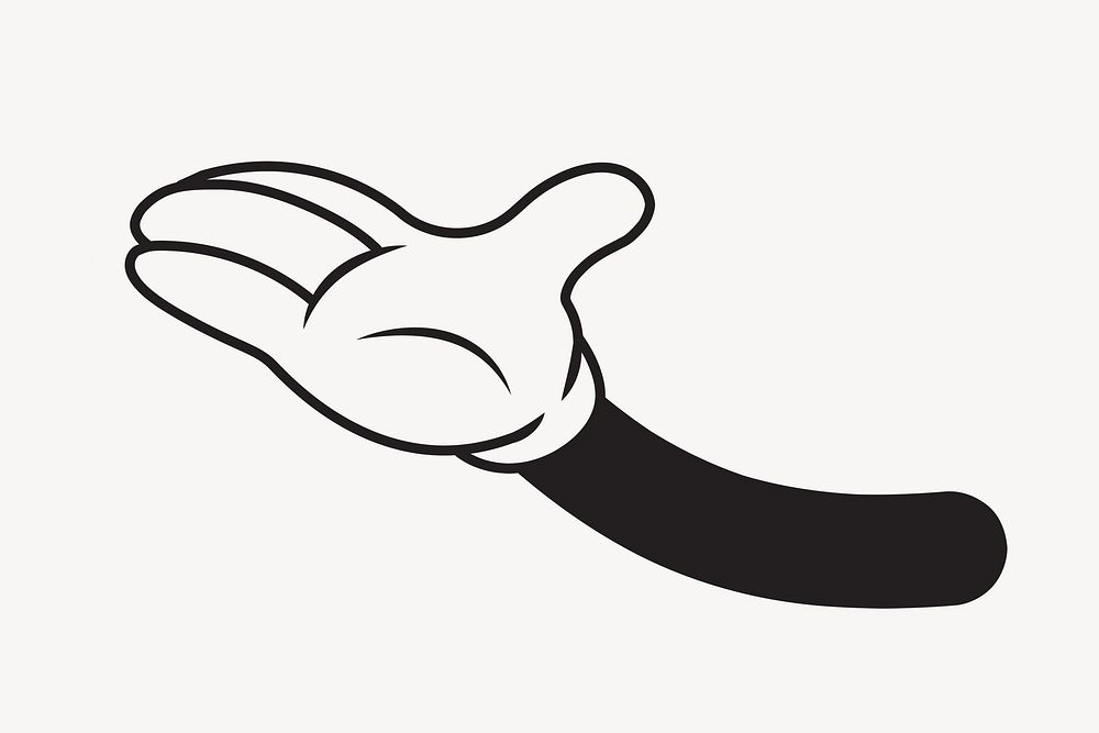 Cartoon palm hand, gesture line art illustration