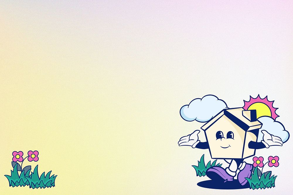 Retro house cartoon background