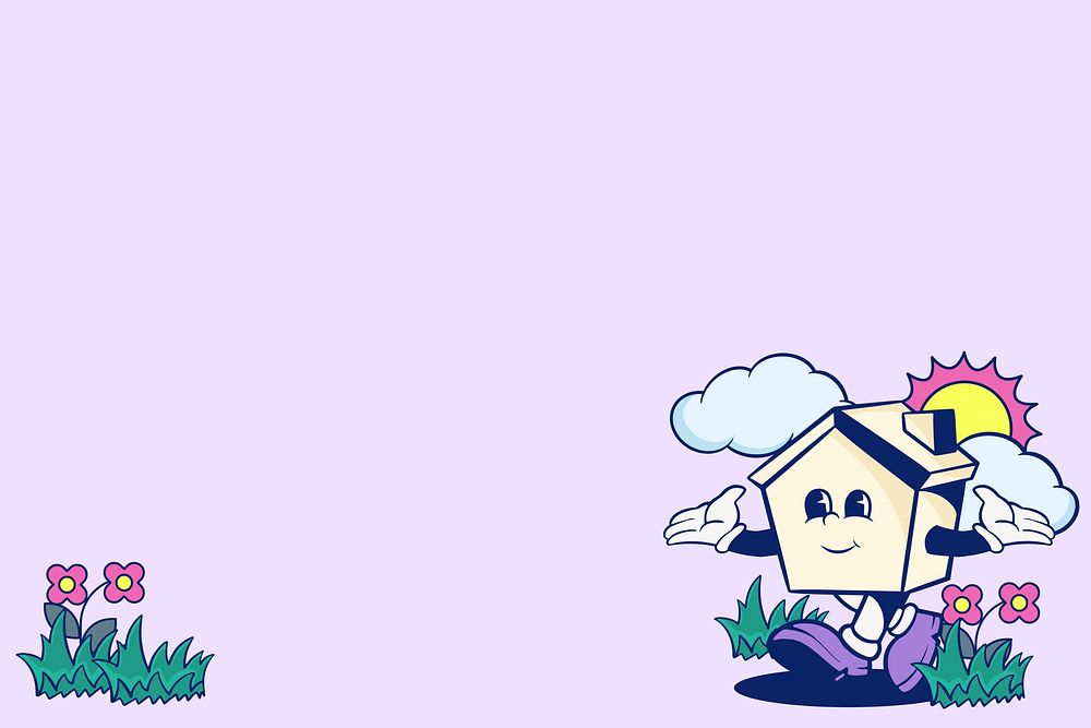 Retro house cartoon background