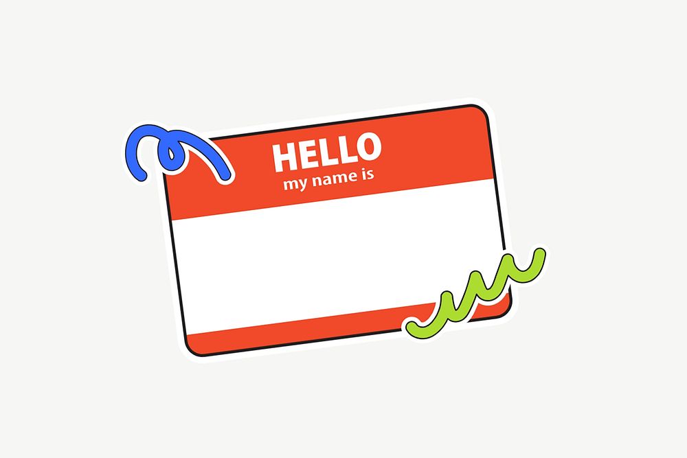 Hello my name is badge psd