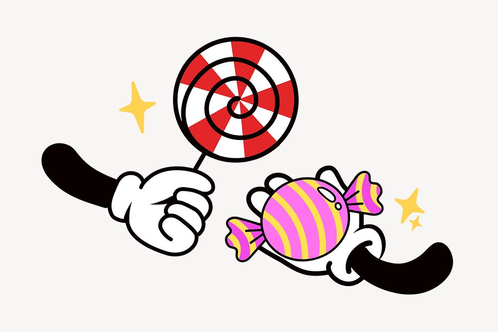 Funky candy lollipop, cartoon illustration
