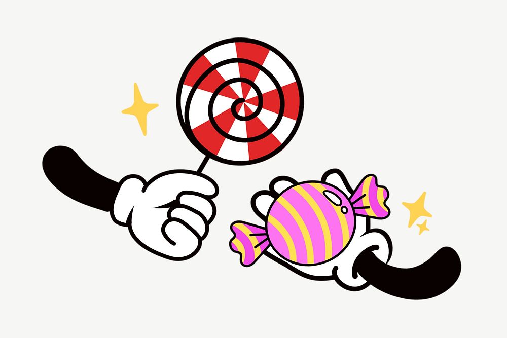 Funky candy lollipop, cartoon illustration psd