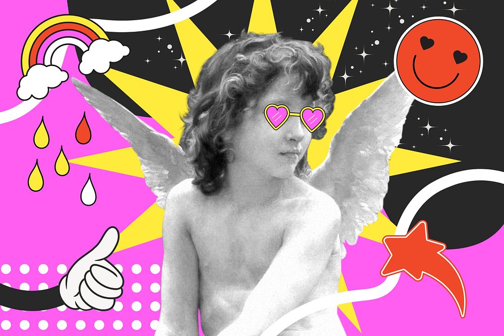 Funky cupid, creative  collage art