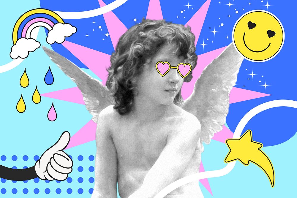 Y2k cupid collage art