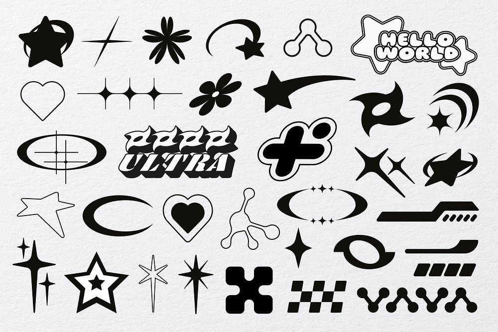 Y2k aesthetic shapes collection psd