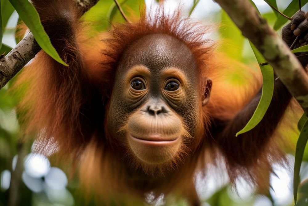 Orangutan in the jungle . 