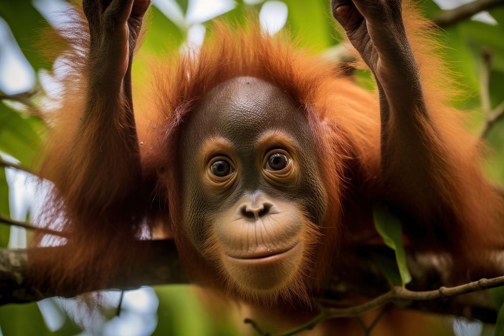 Orangutan in jungle . AI generated Image by rawpixel.