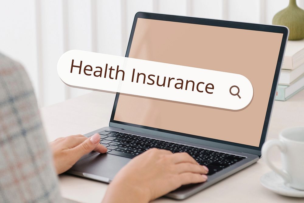 Health insurance search screen laptop