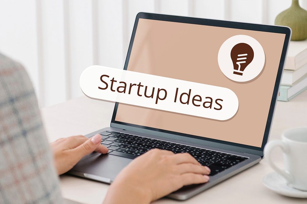 Startup ideas search screen laptop