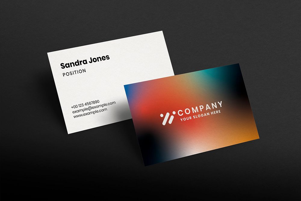 Gradient business card mockup psd colorful tech corporate identity