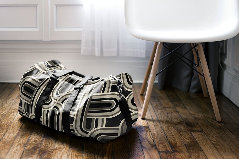 Abstract duffle bag on the floor