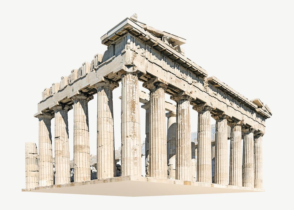 Parthenon temple in Greece collage element psd