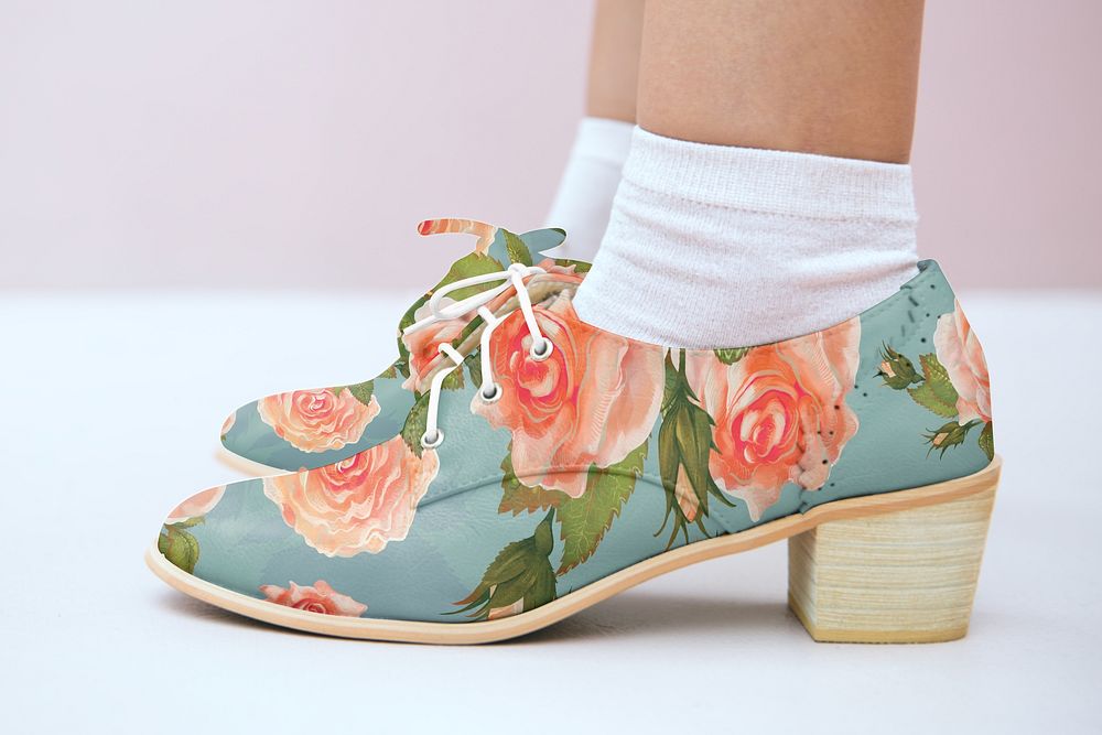 Oxford's heels, floral women's shoes