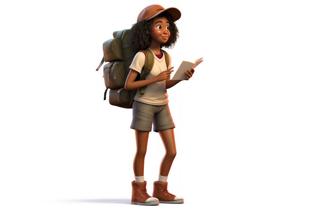 White background backpacking standing activity. AI generated Image by rawpixel.